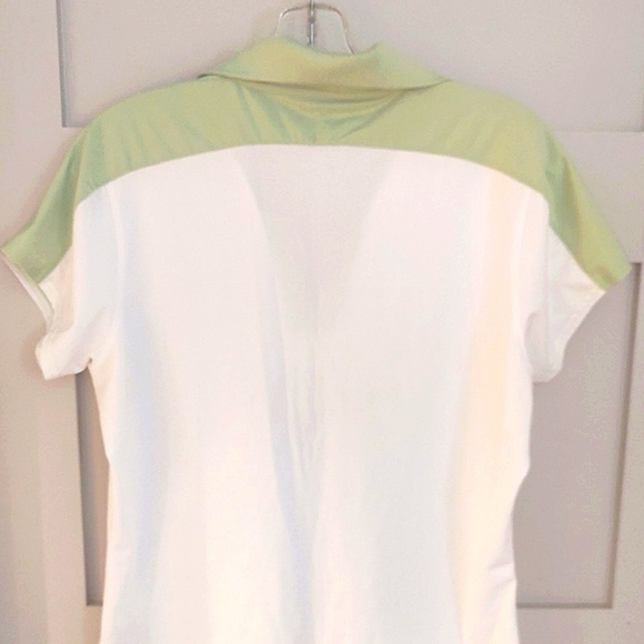AUREA Dri-Max | White and Green Golf Shirt Hibiscus Flower | Women's Large - Picture 7 of 10